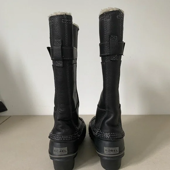 Sorel Winter Fancy Tall II Black Leather Boots - Picture 2 of 8